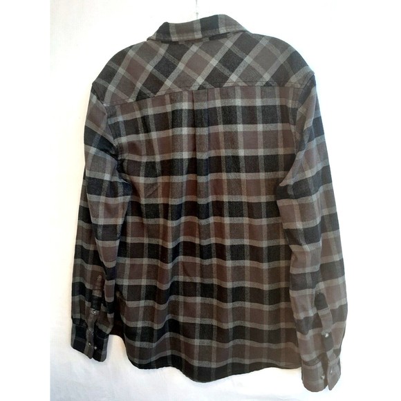 Jared Lang Mens Plaid Long Sleeve Shirt Stretched Button Sz L Purple Gray Black - Picture 5 of 5